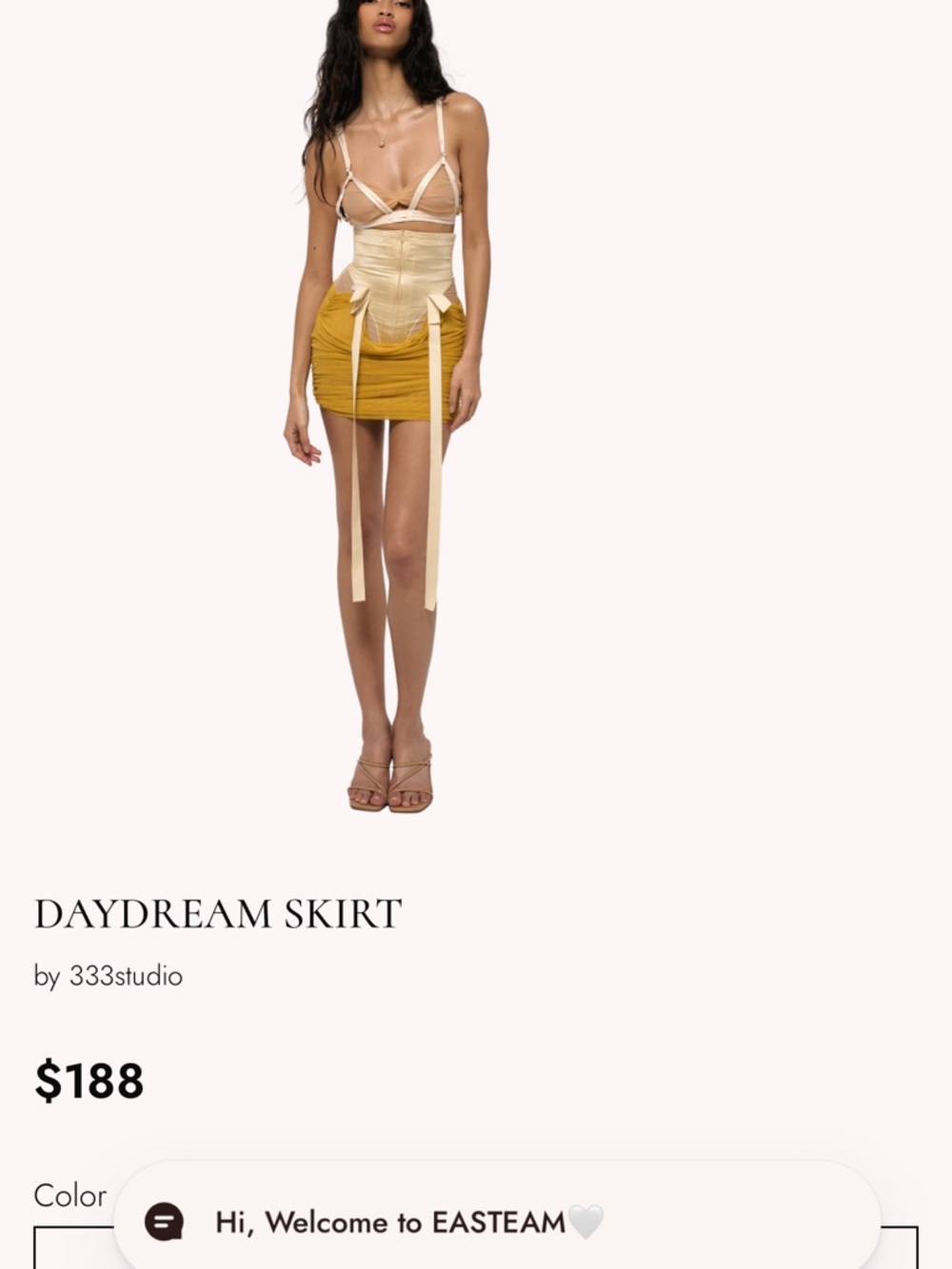 Studio Daydream Mini Skirt in Yellow and Cream Easteam Never worn tags on